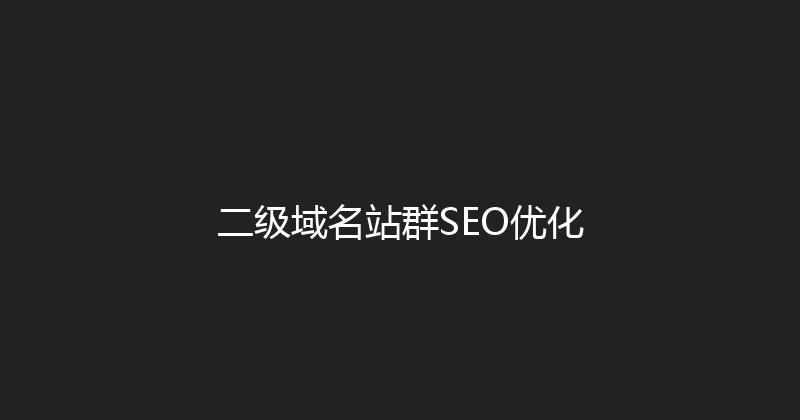 二级域名站群SEO优化 封面图