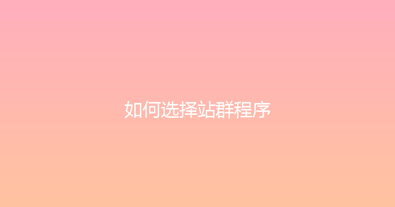 如何选择站群程序 封面图