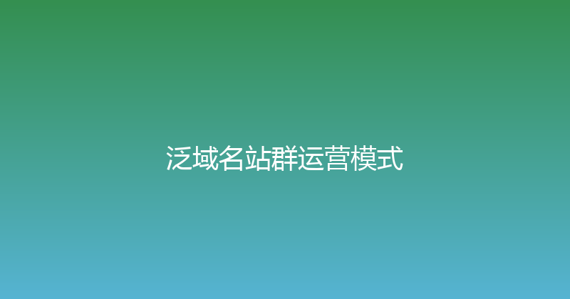 泛域名站群运营模式 封面图