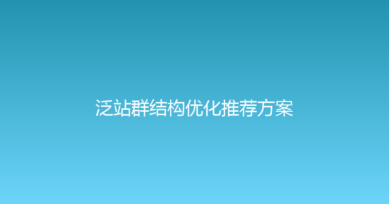 泛站群结构优化推荐方案 封面图