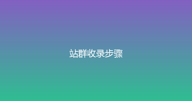 站群收录步骤 封面图