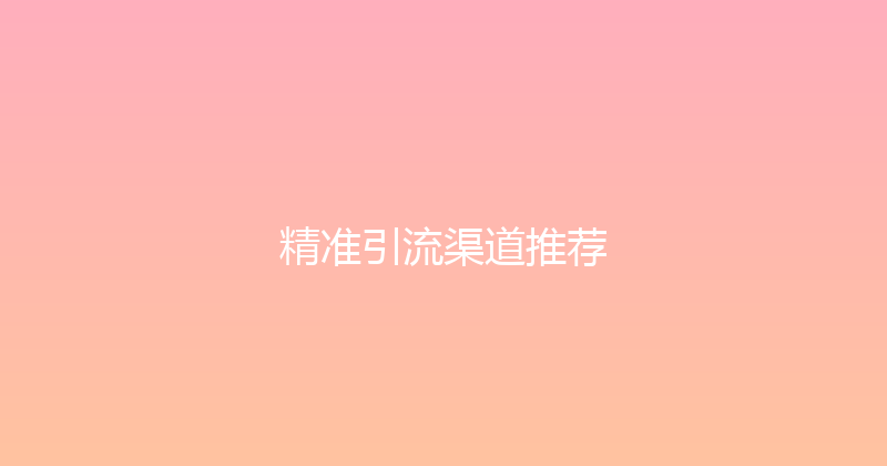 精准引流渠道推荐 封面图