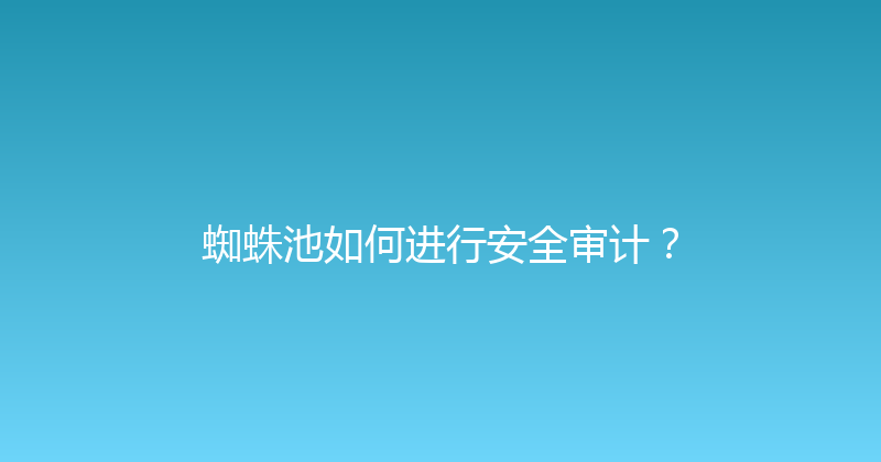 蜘蛛池如何进行安全审计？ 封面图
