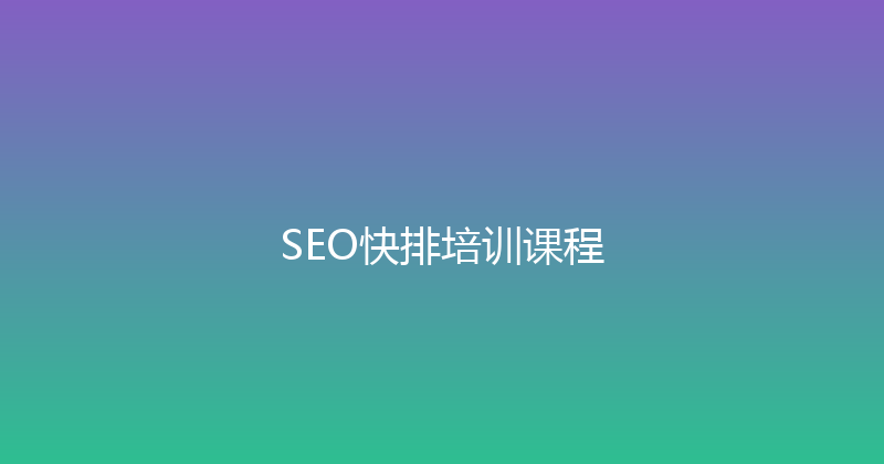 SEO快排培训课程 封面图