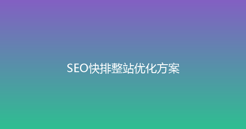 SEO快排整站优化方案 封面图